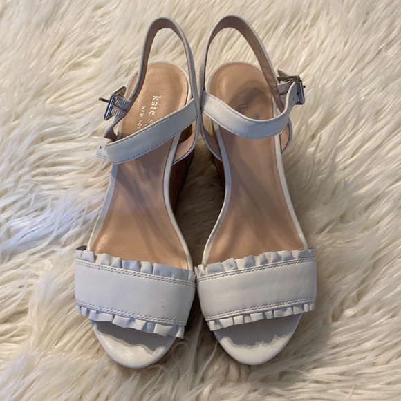kate spade Shoes - Kate Spade THOMAS White Leather /Cork Wedge Sandals size 7 -BNWOT see pict